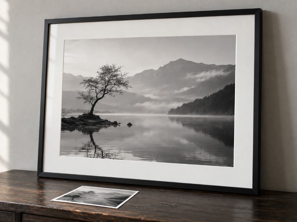 Fotografia Fine Art emoldurada com moldura preta e passe-partout